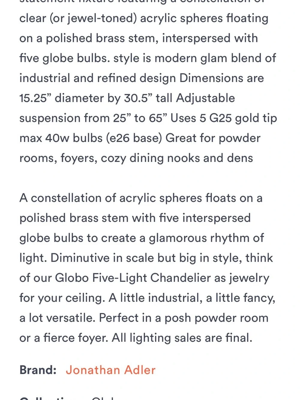 Jonathan Adler Multicolor Glass Bubble Pendant Chandelier with Gold Finish